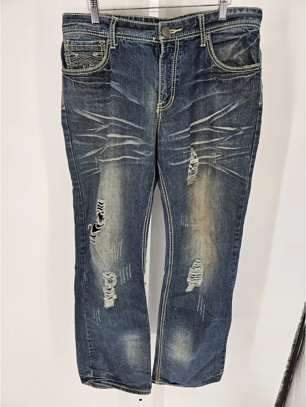 CJ black jeans men's 33x32 regular Straight blue denim pants Y2K 90s
